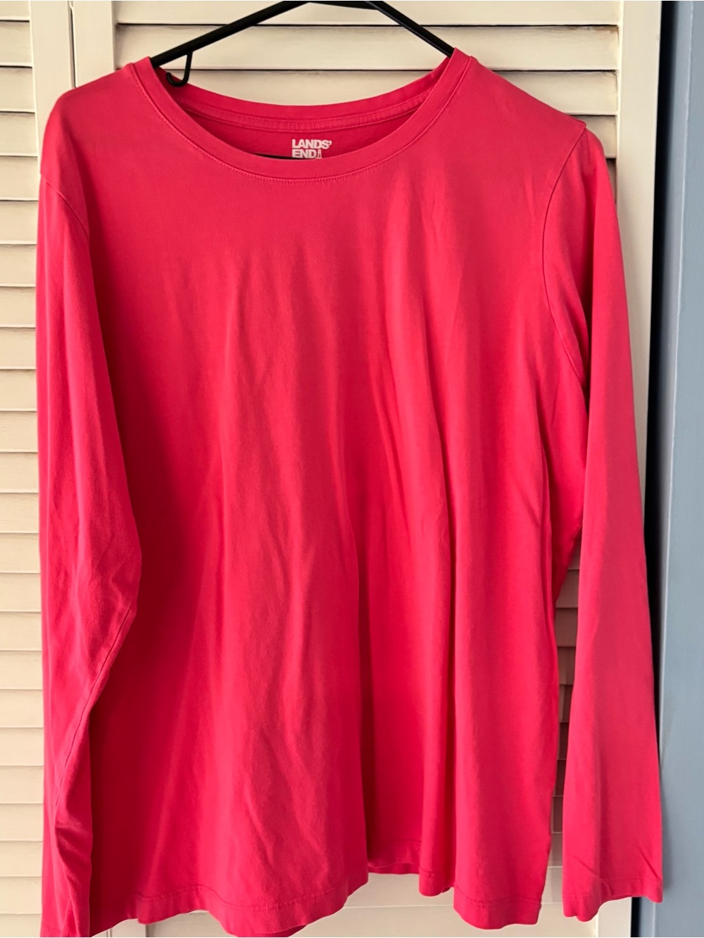 Lands' End softLong Sleeve Crewneck Tee - Vibrant Coral Pink